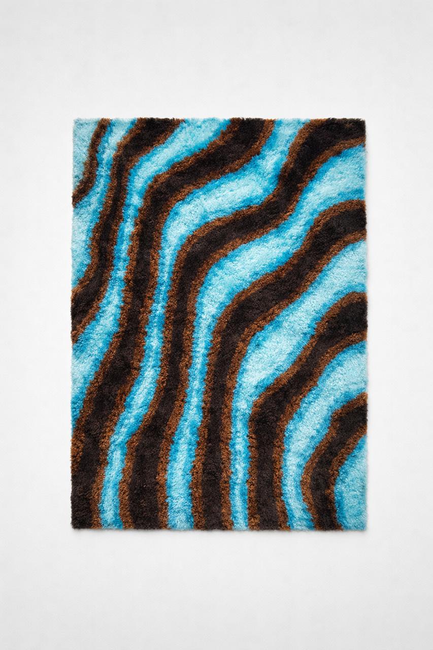 3D SHAGGY BLUE/BROWN