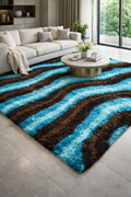 3D SHAGGY BLUE/BROWN